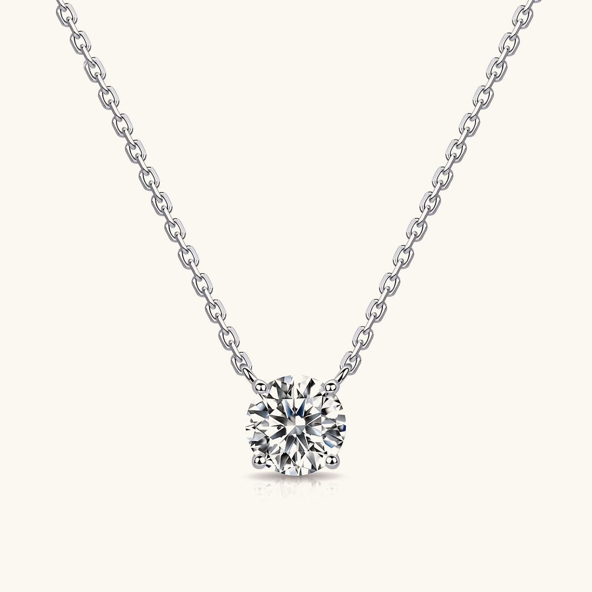 Statement Moissanite Solitaire Pendant Necklace - Silver