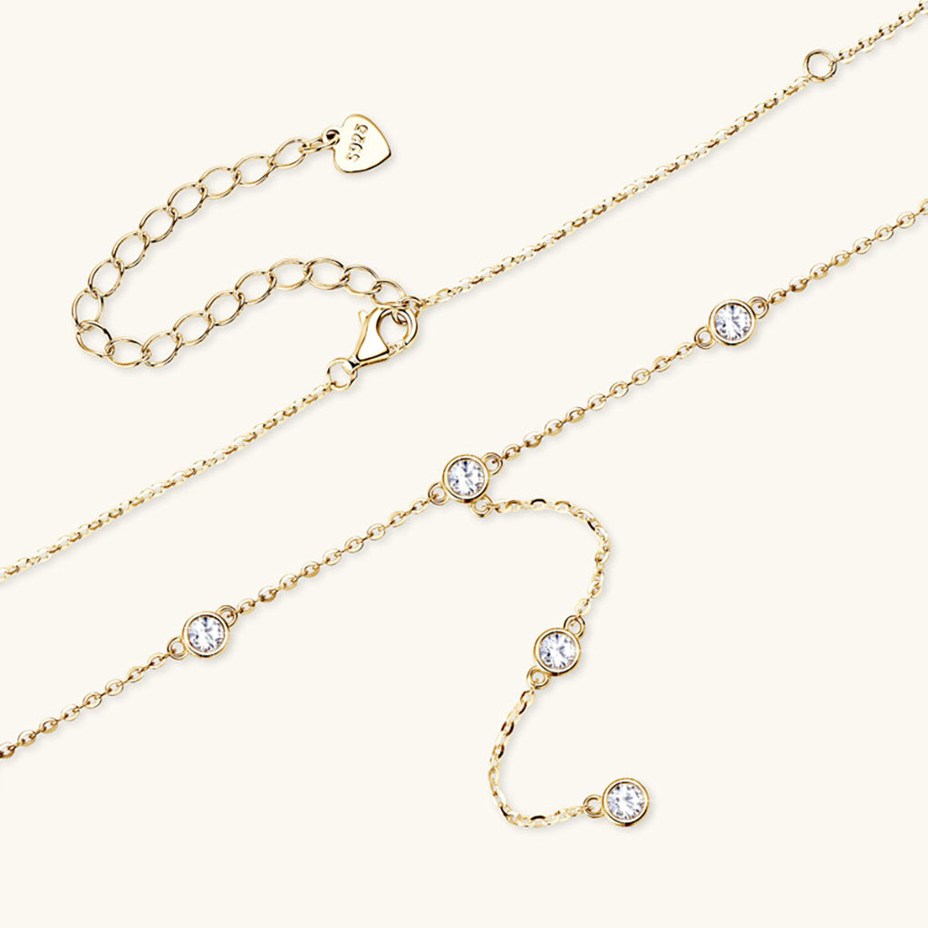 Station Moissanite Lariat Necklace - Gold