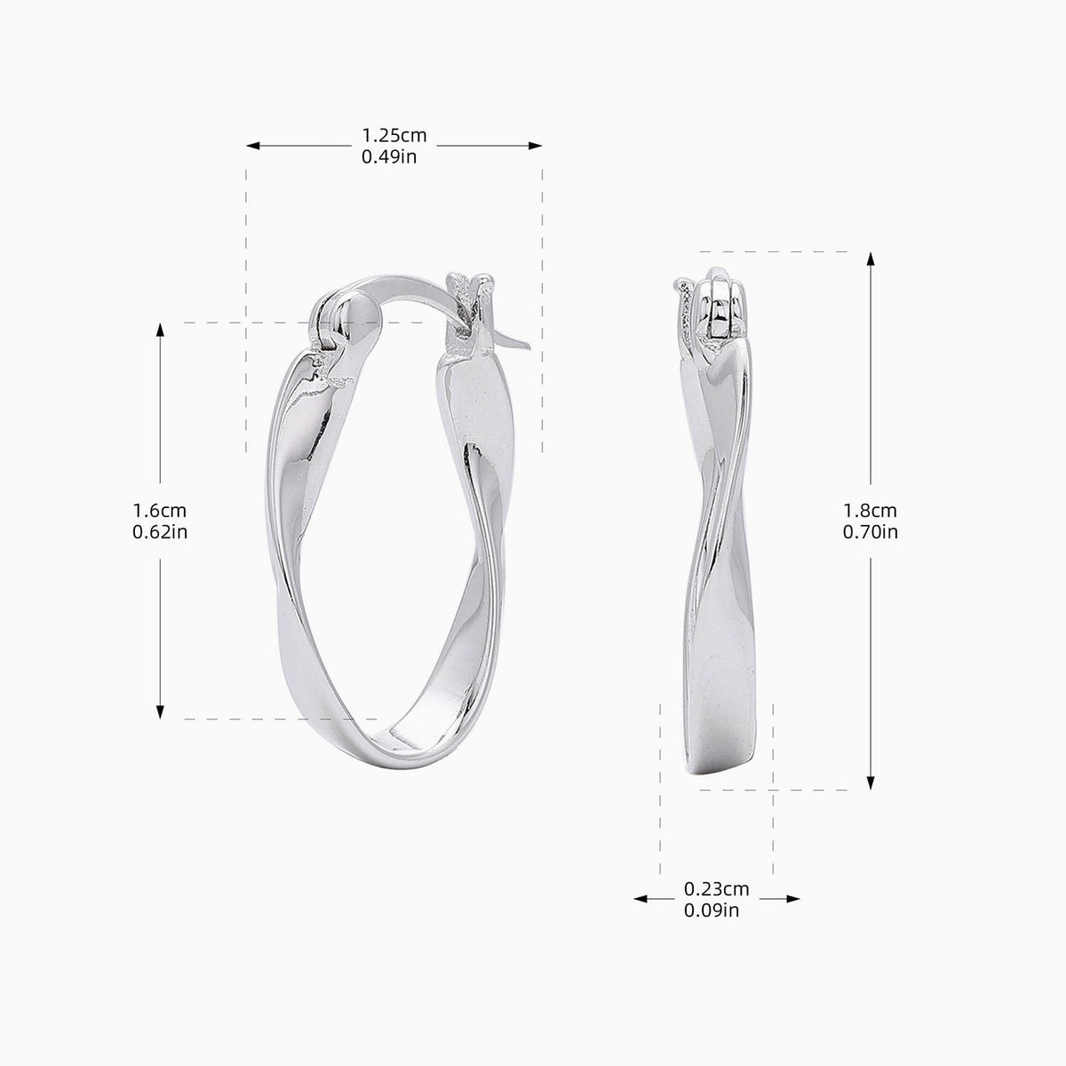 Stylish Twisted Oval Hoop Earrings - Silver