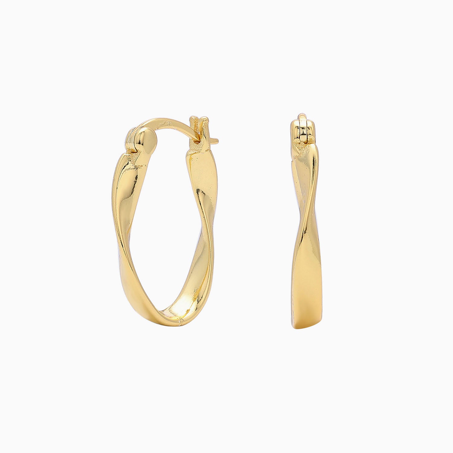 Stylish Twisted Oval Hoop Earrings - Gold