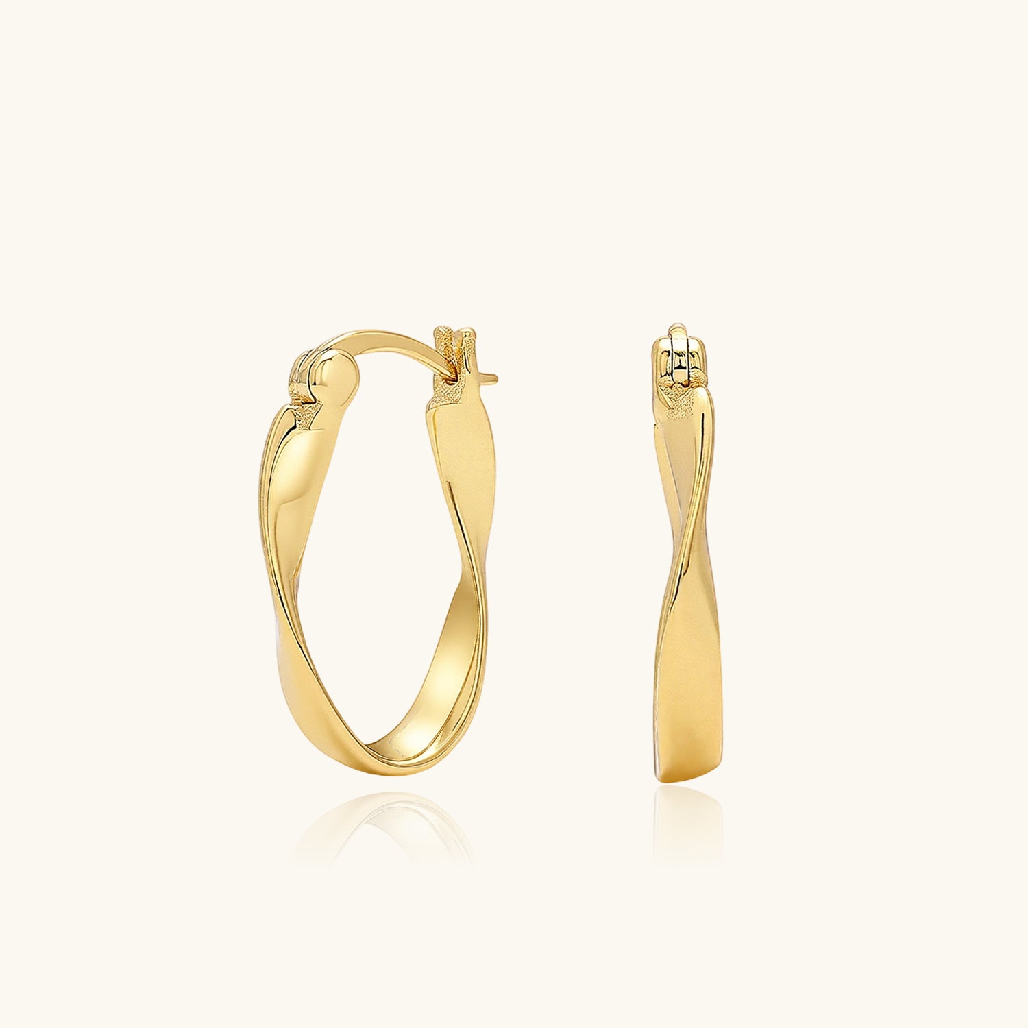 Stylish Twisted Oval Hoop Earrings - Gold