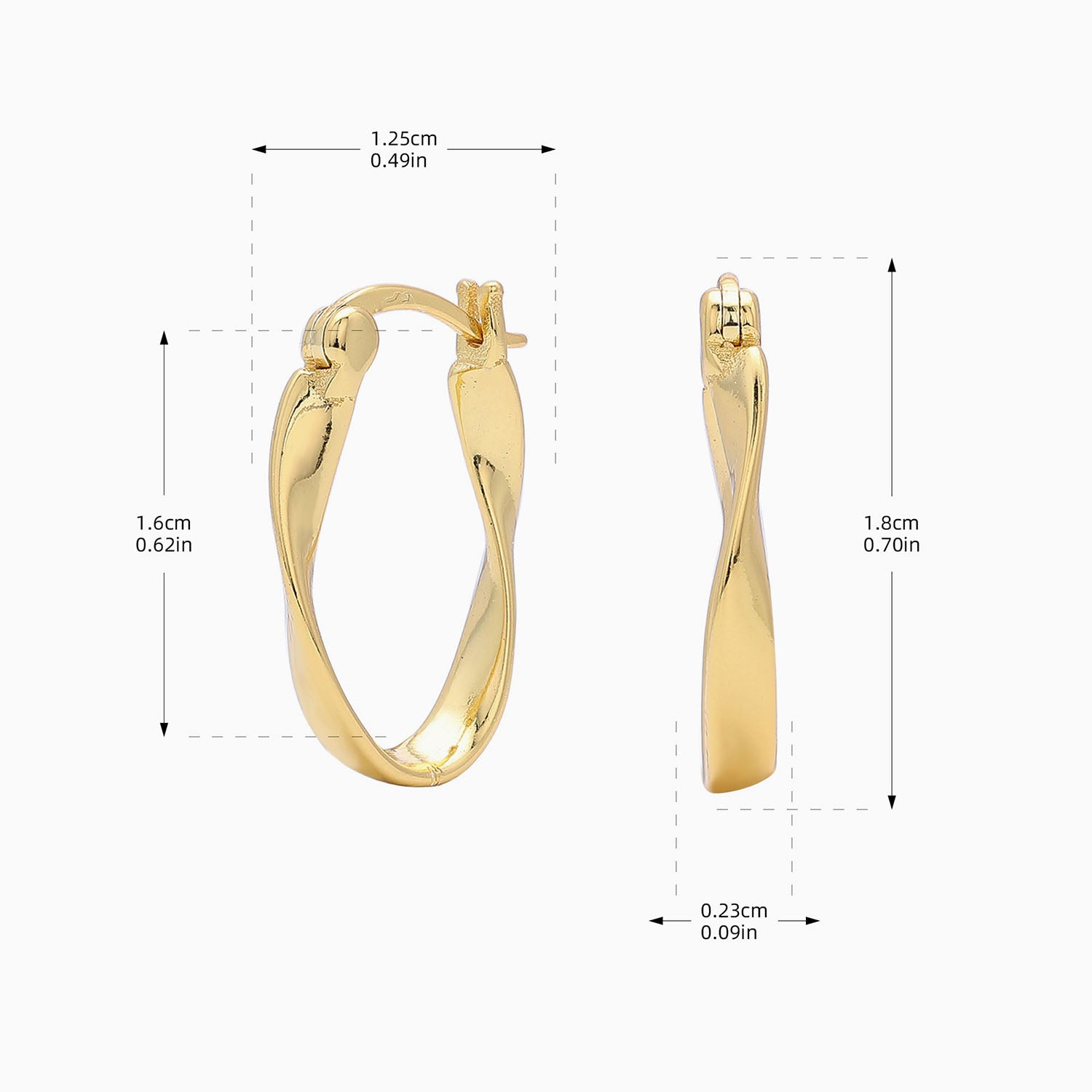 Stylish Twisted Oval Hoop Earrings - Gold