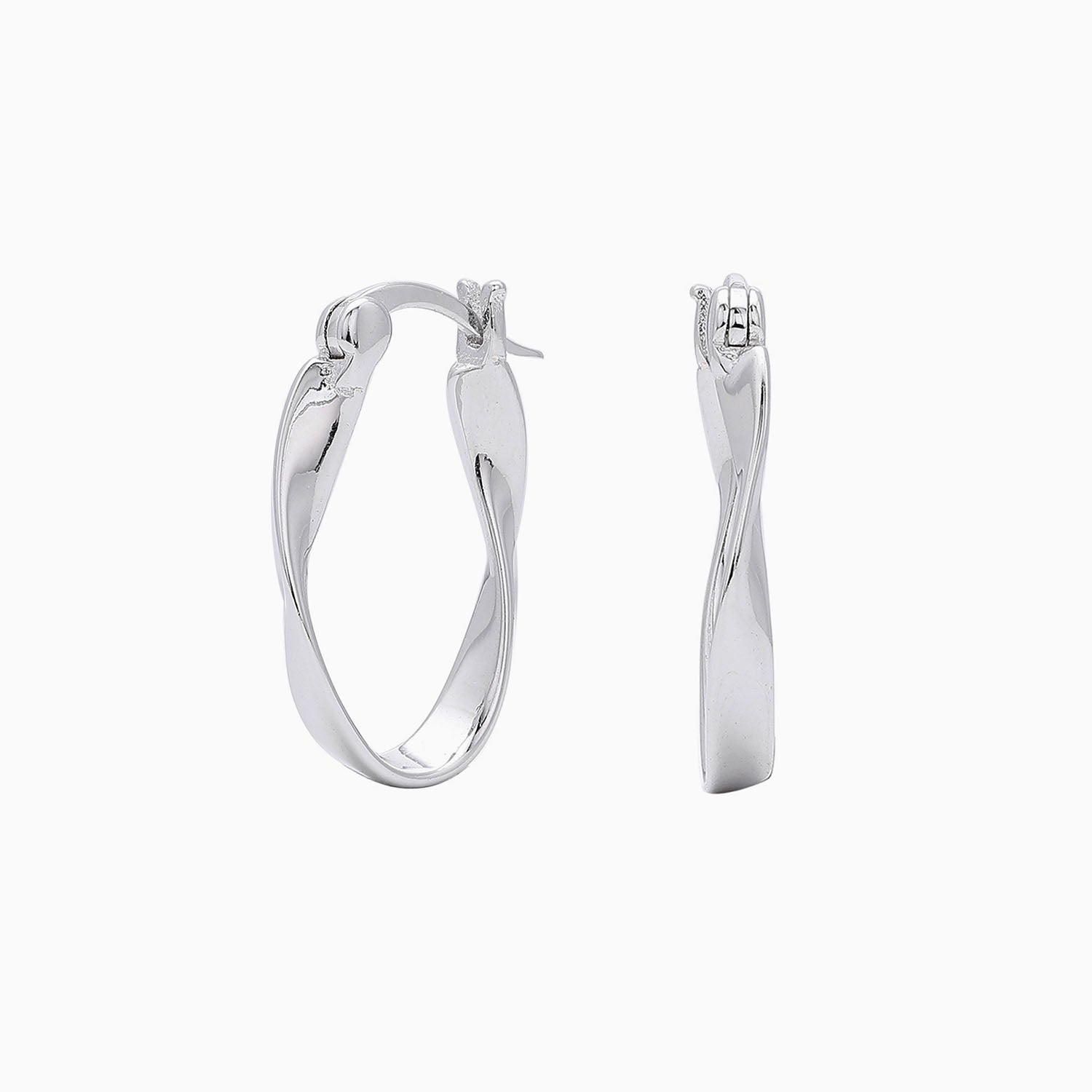 Stylish Twisted Oval Hoop Earrings - Silver