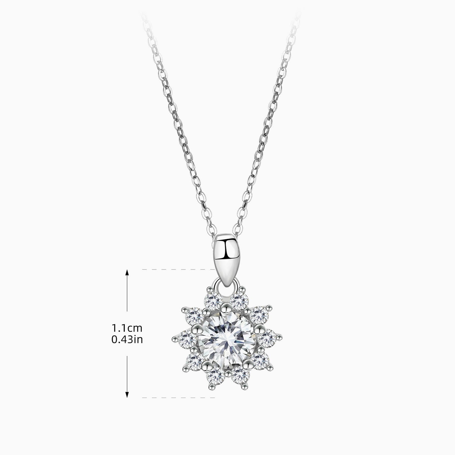Sunfloral Moissanite Halo Pendant Necklace - Silver