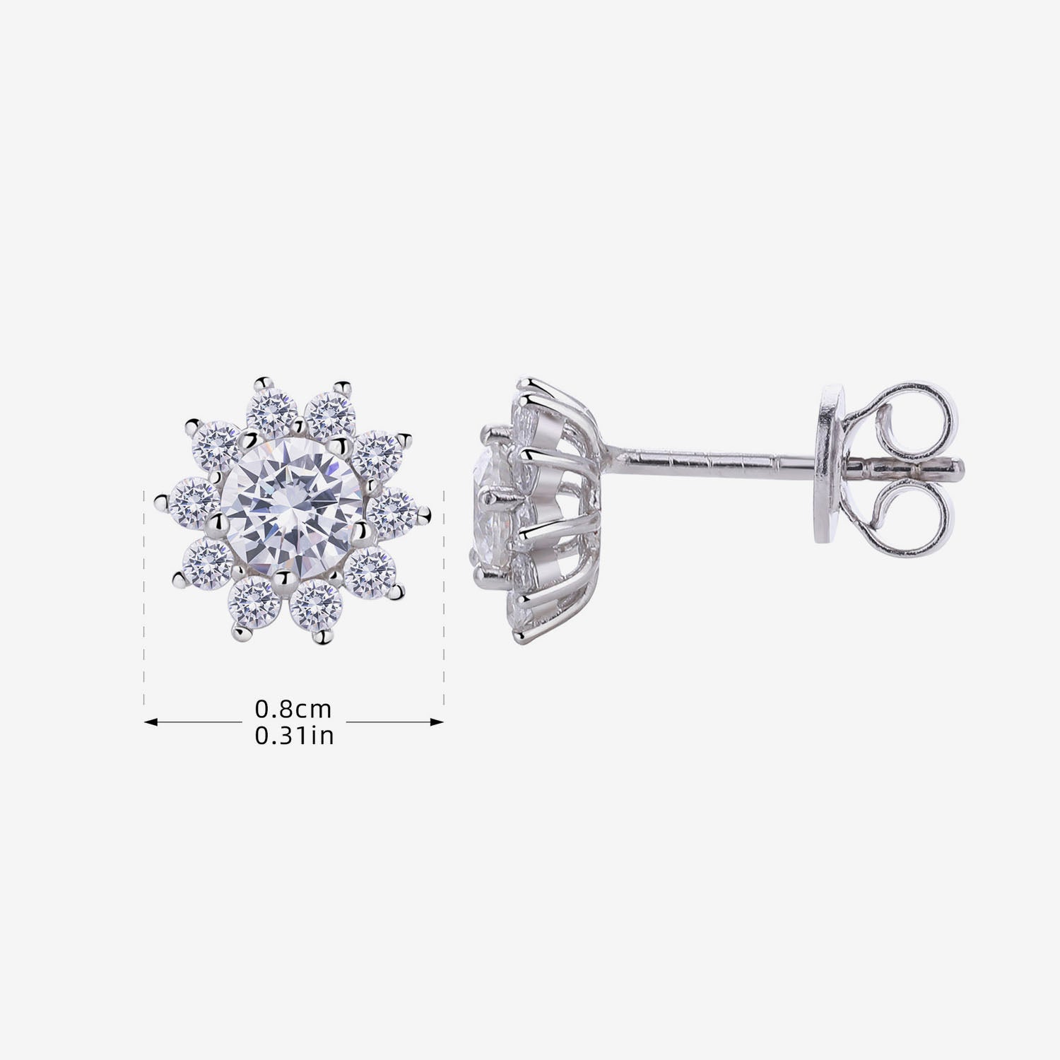 Sunfloral Moissanite Halo Stud Earrings - Silver