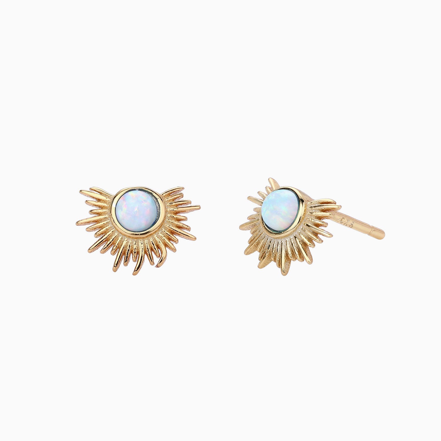 Sunlit Opal Stud Earrings - Gold