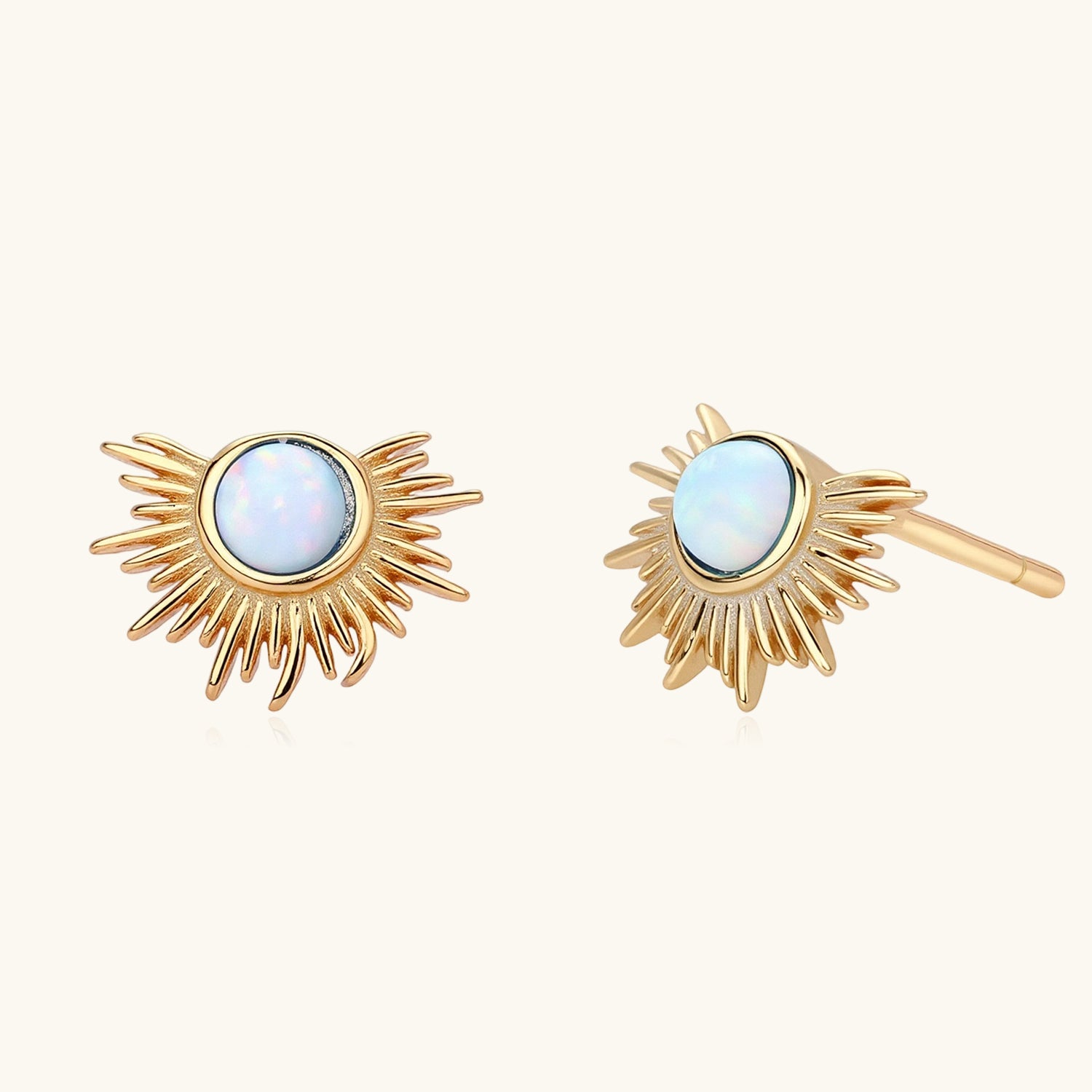 Sunlit Opal Stud Earrings - Gold