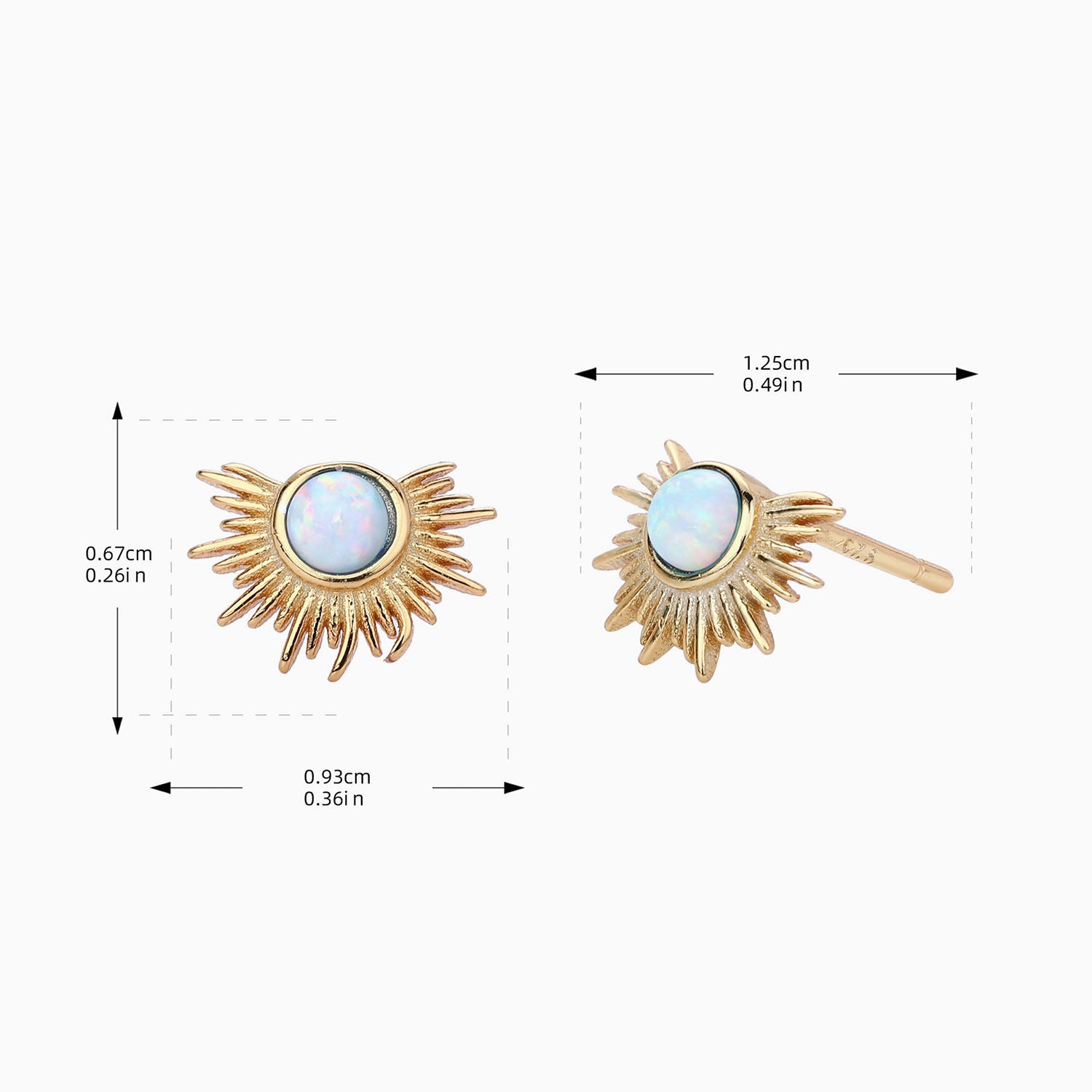 Sunlit Opal Stud Earrings - Gold