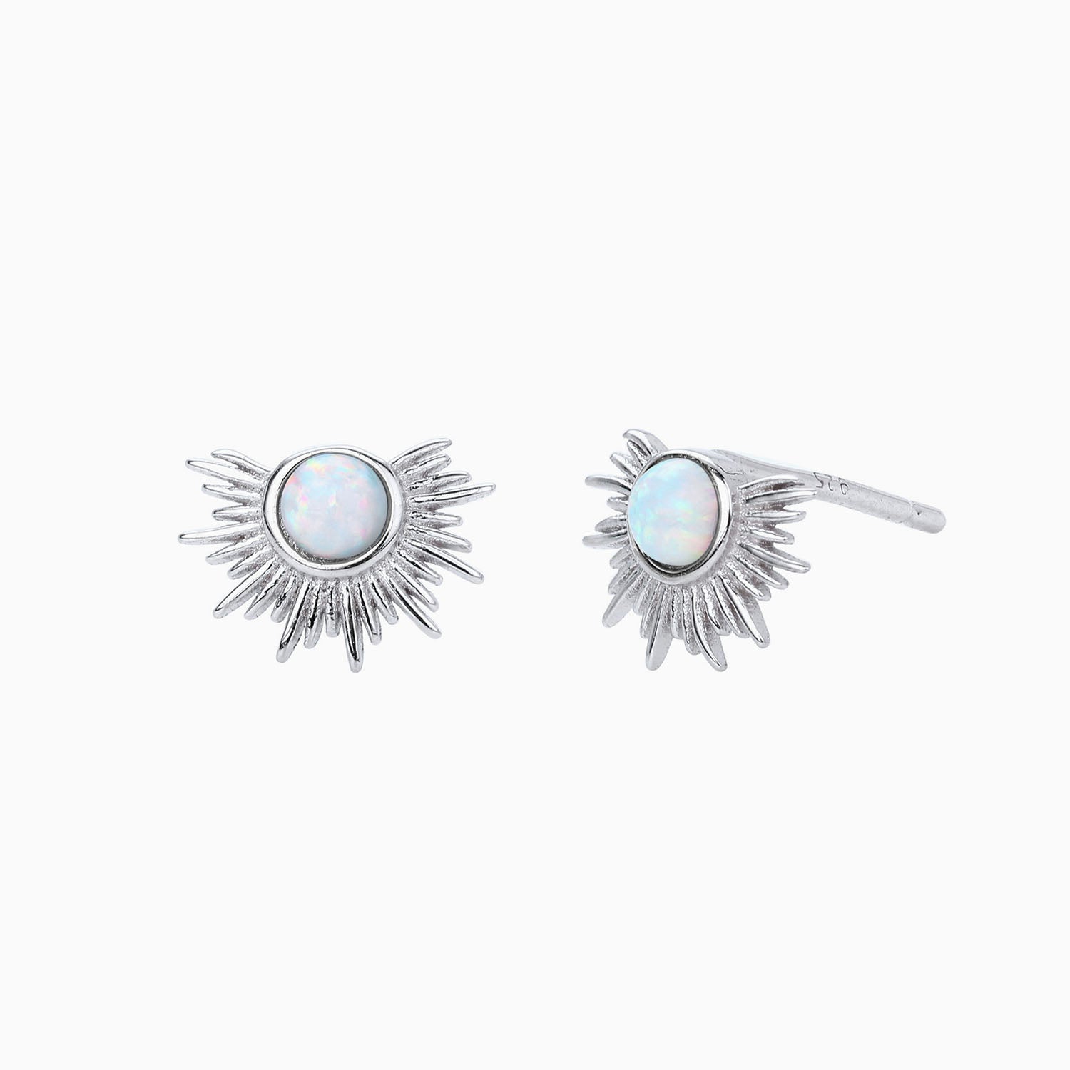 Sunlit Opal Stud Earrings - Silver