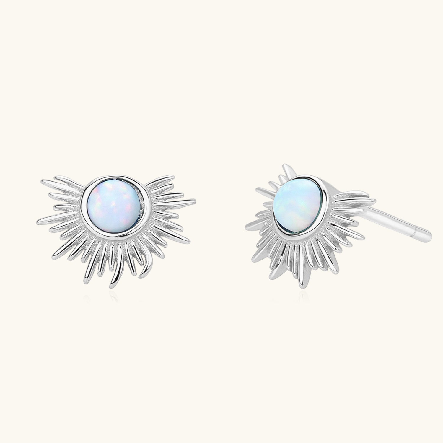 Sunlit Opal Stud Earrings - Silver