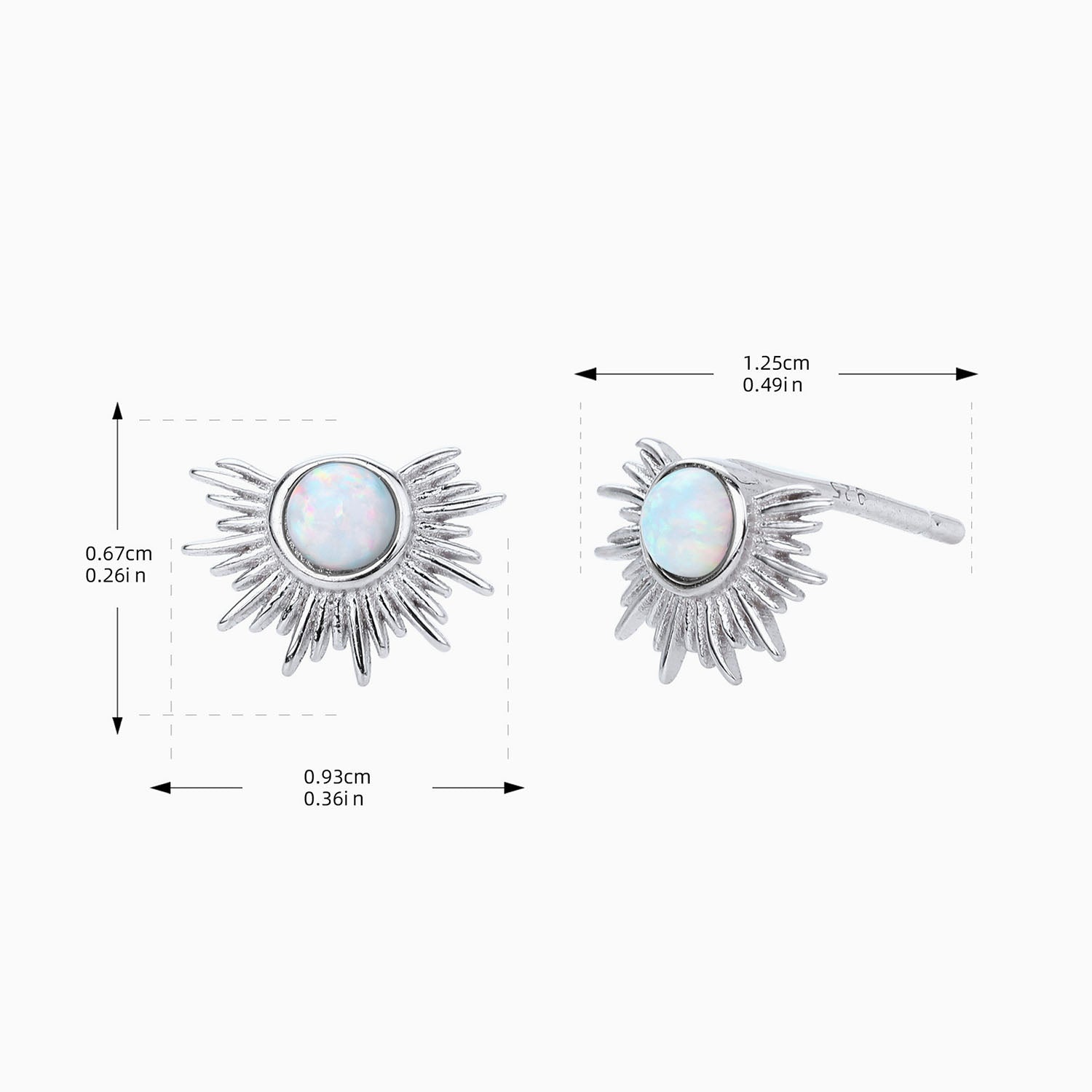 Sunlit Opal Stud Earrings - Silver