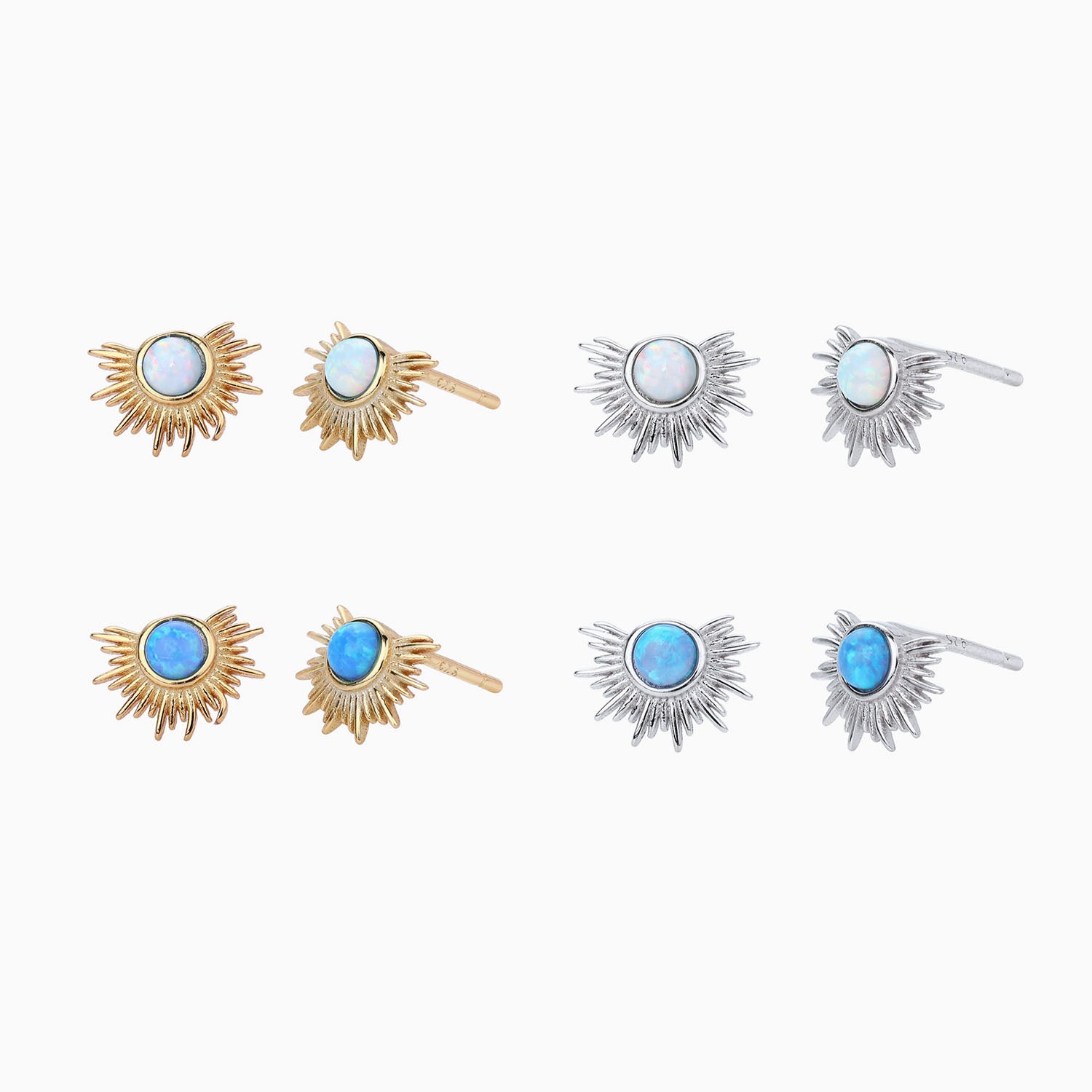 Sunlit Opal Stud Earrings - Silver