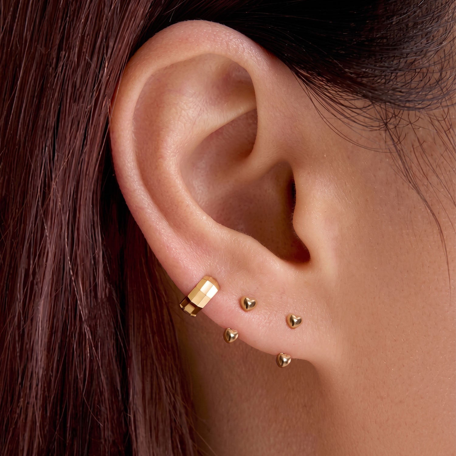 Sweet Heart U Hoop Huggie Earrings - Gold