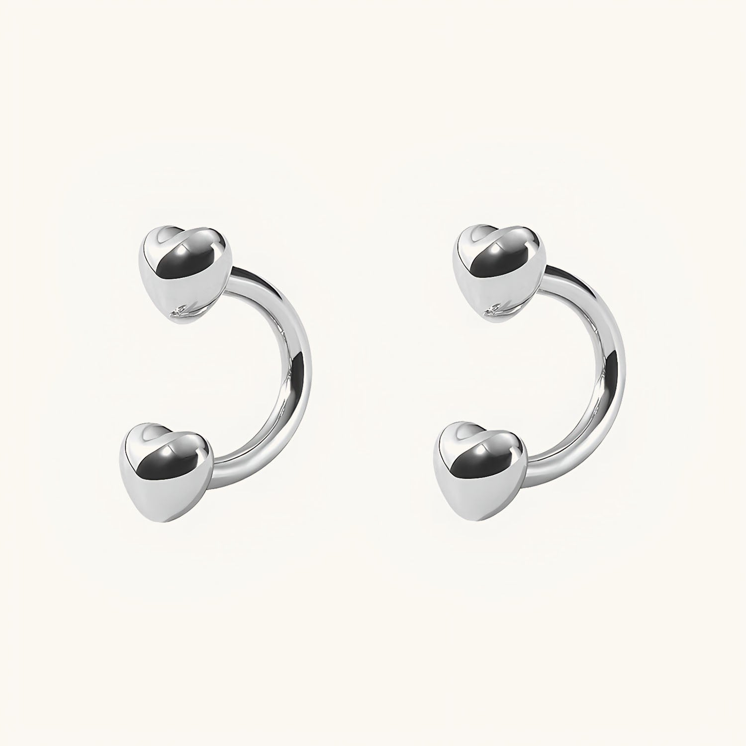 Sweet Heart U Hoop Huggie Earrings - Silver