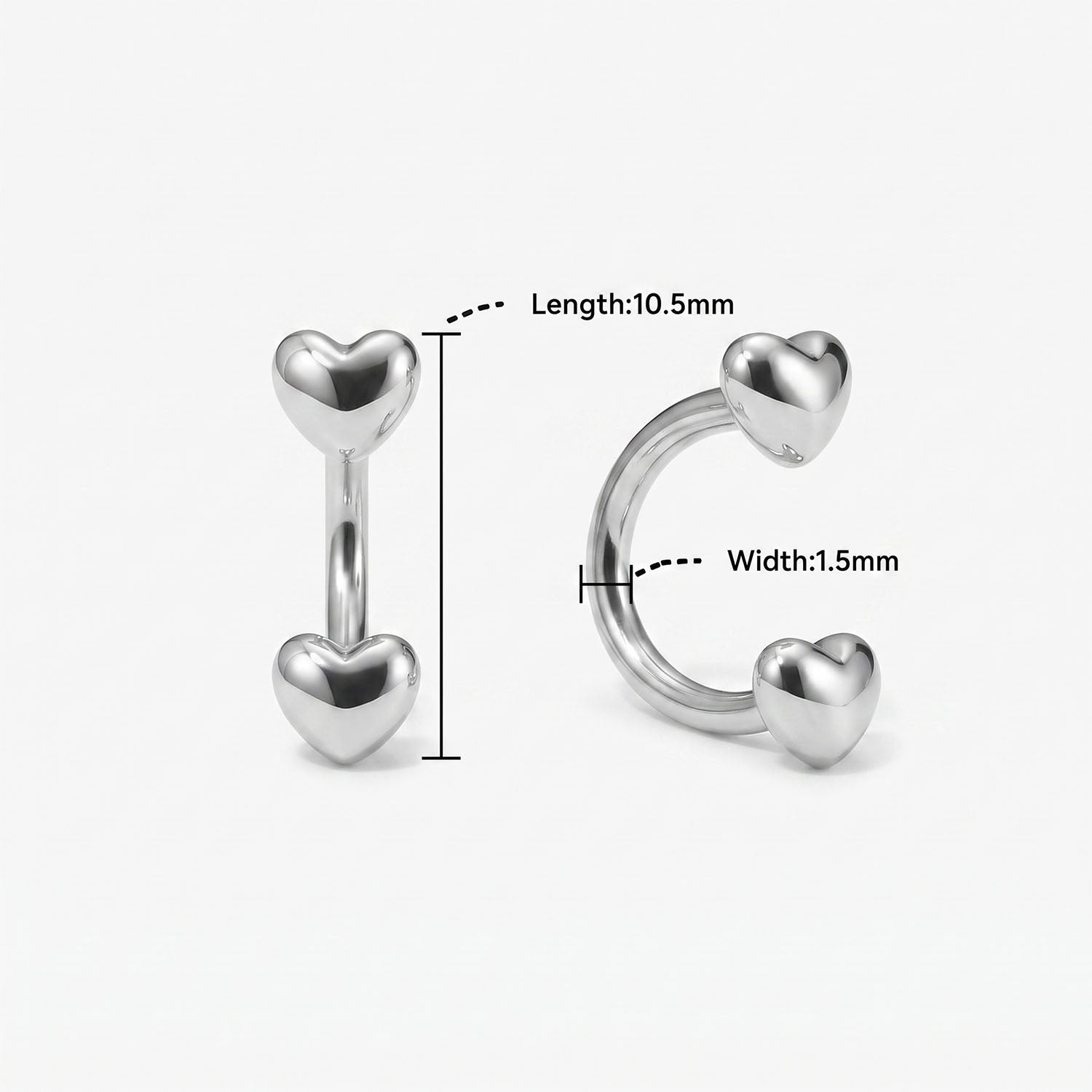 Sweet Heart U Hoop Huggie Earrings - Silver
