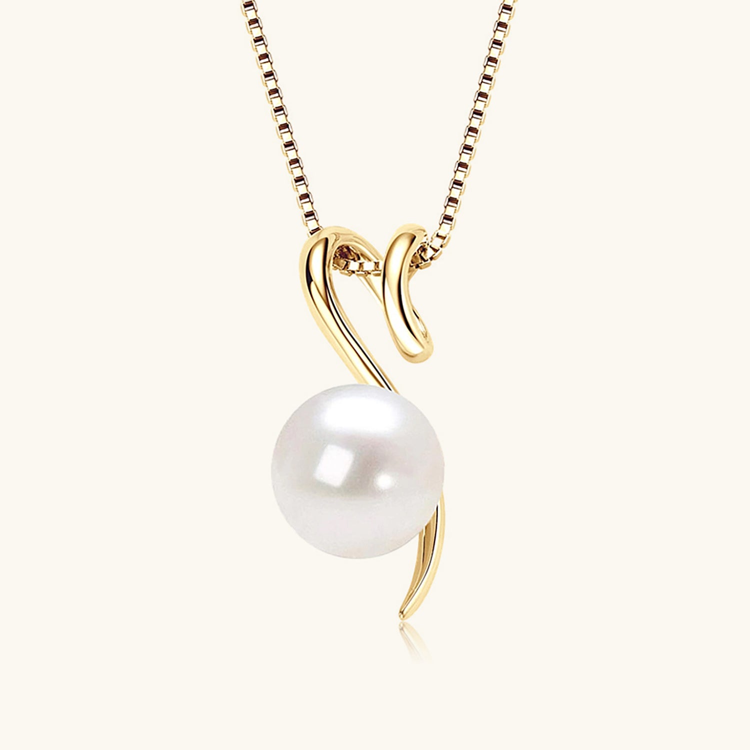Swirl Freshwater Pearl Pendant Necklace - Gold