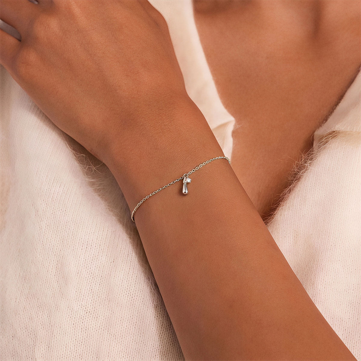Teardrop Solitaire Simulated Diamond Bracelet - Silver
