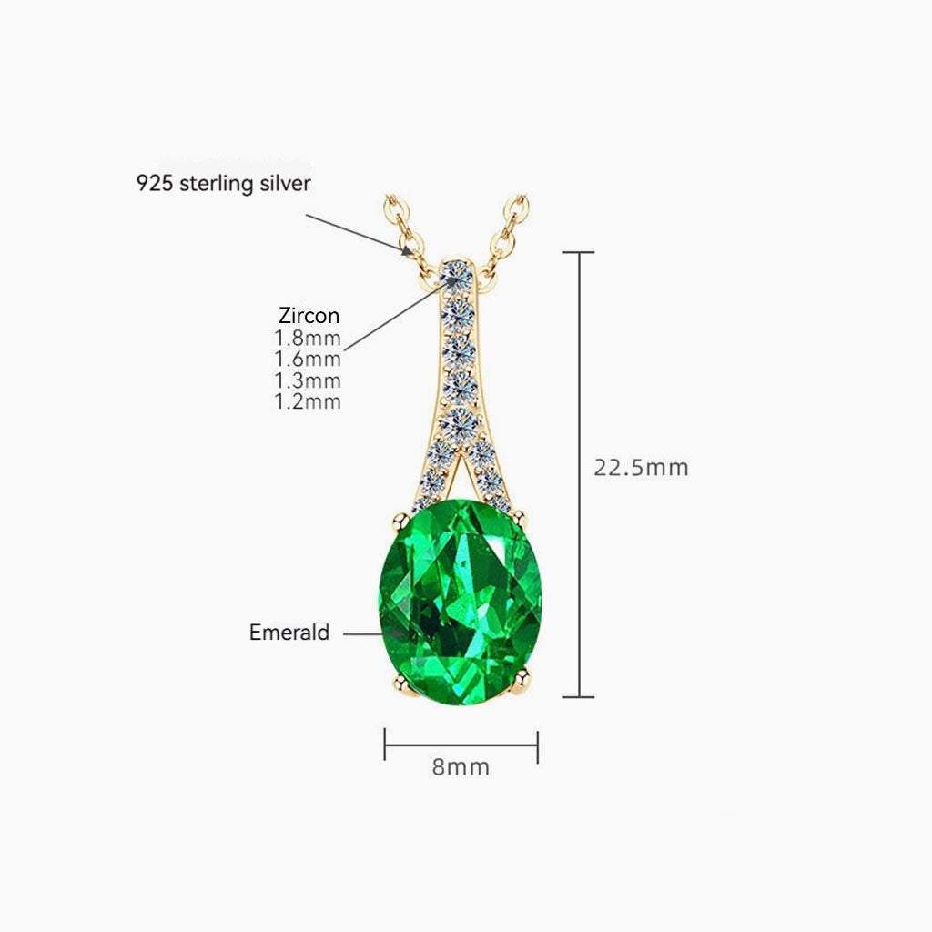 Teardrop Emerald Diamond Pendant Necklace - Gold
