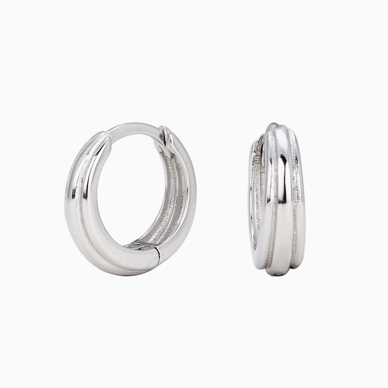 Textured Dome Hoop Earrings - Silver
