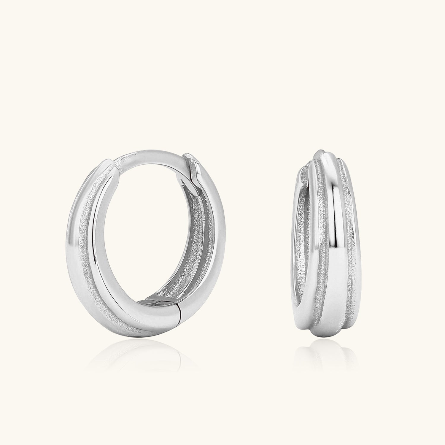 Textured Dome Hoop Earrings - Silver