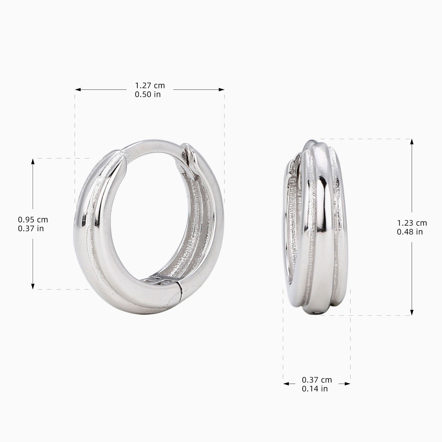 Textured Dome Hoop Earrings - Silver