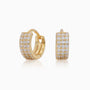Three Row Half Eternity Huggie Hoop Earrings - Gold