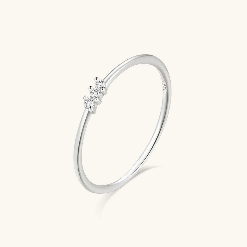 Three Stone Diamond Cluster Ring - Silver