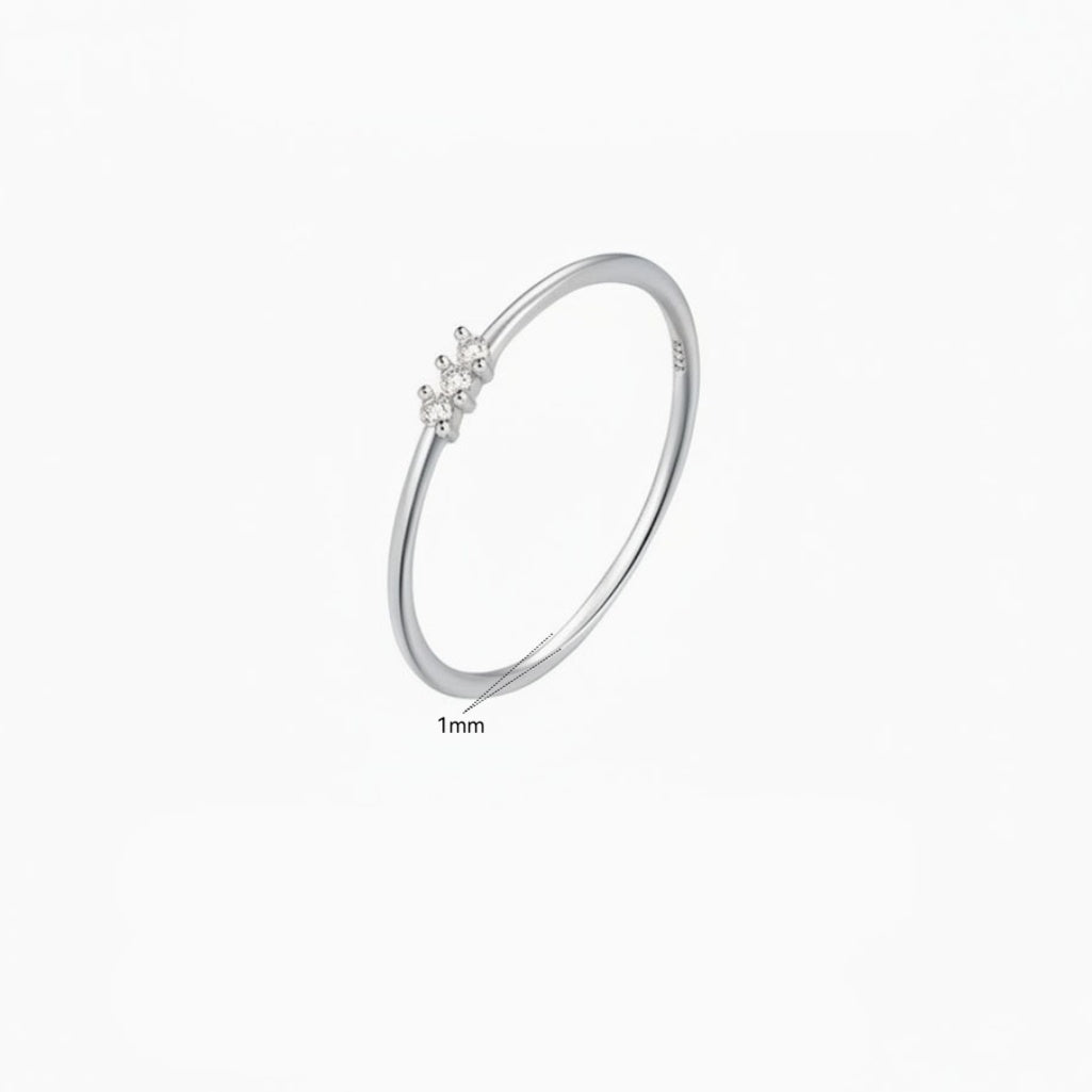 Three Stone Diamond Cluster Ring - Silver