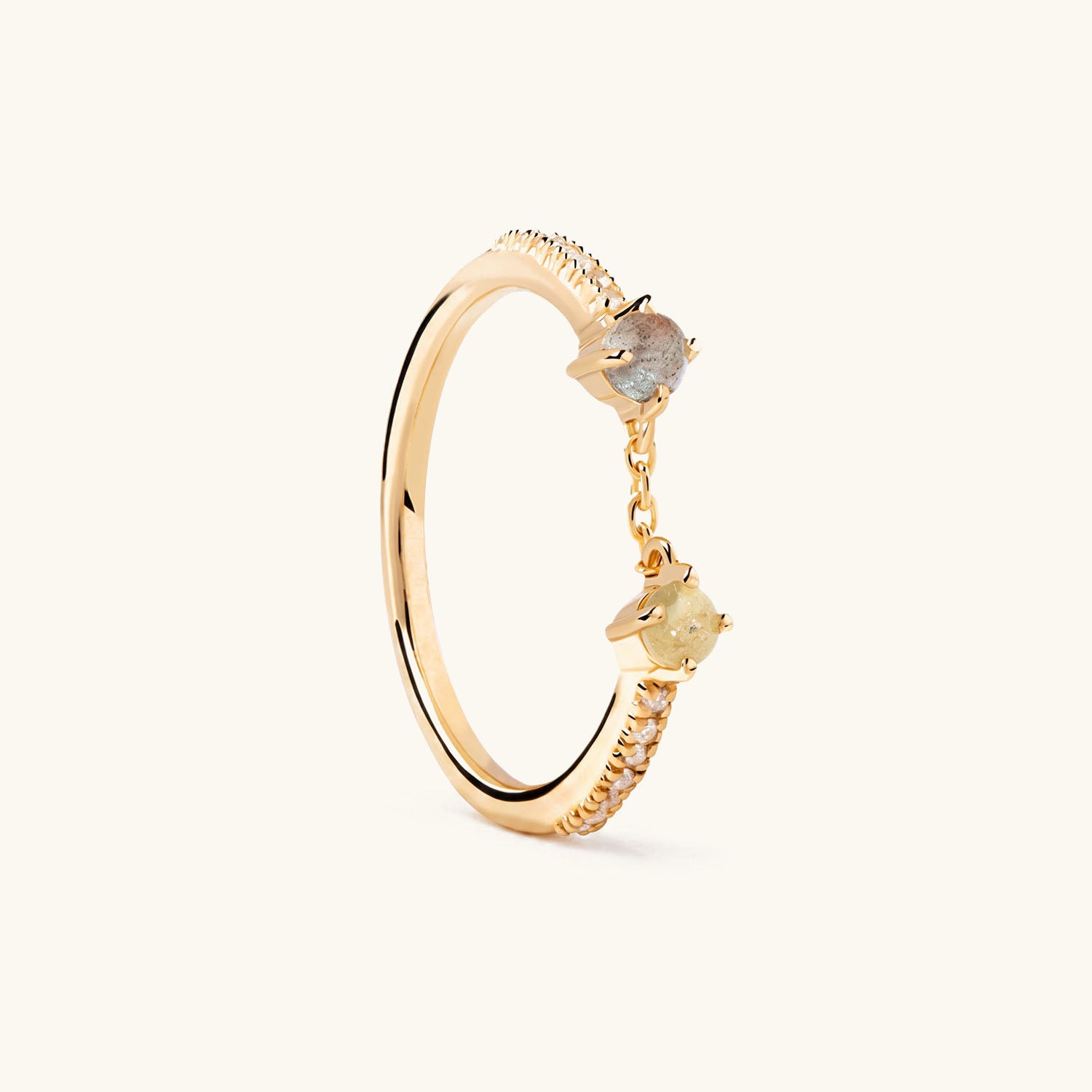 Toi Et Moi Pave Chain Ring - Gold