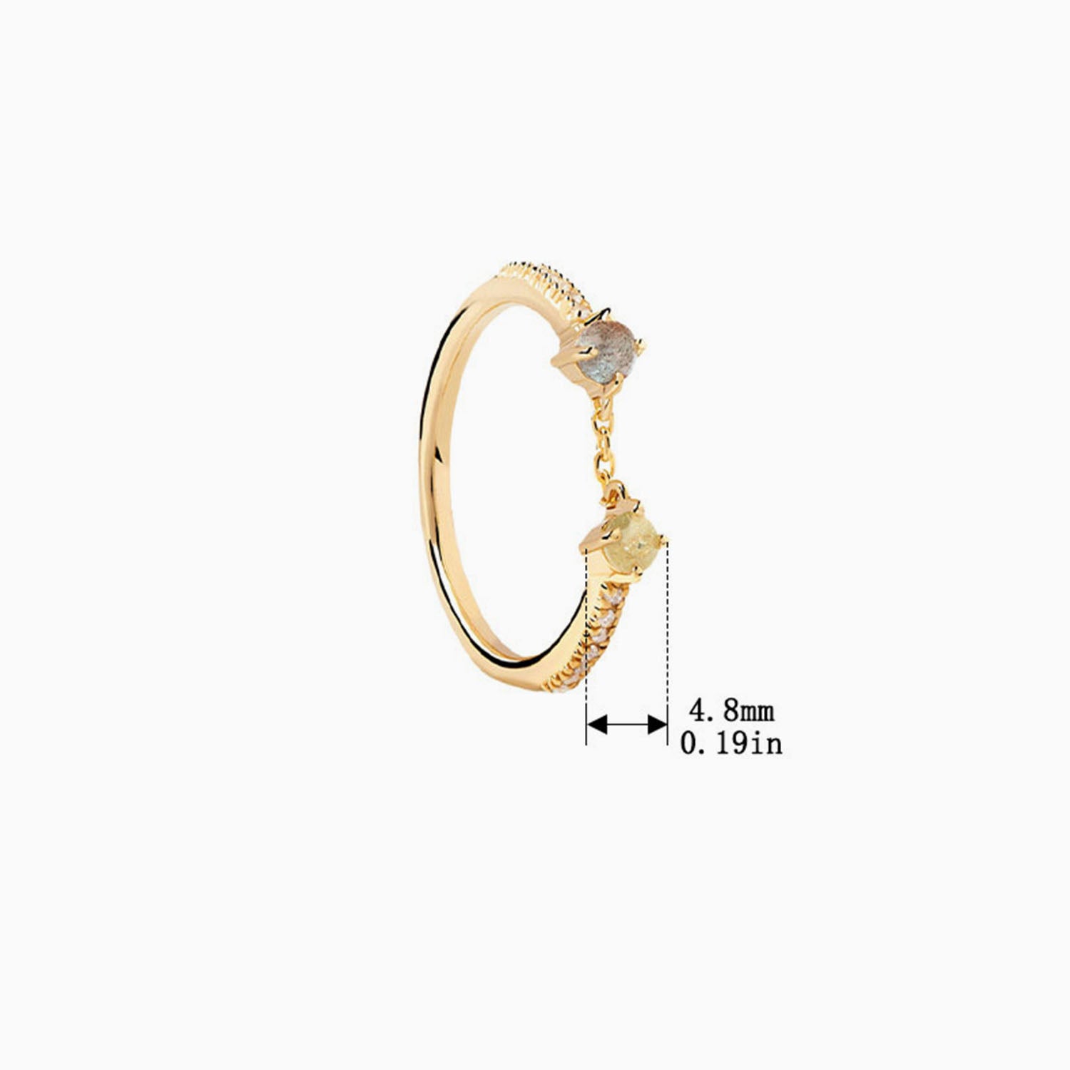 Toi Et Moi Pave Chain Ring - Gold