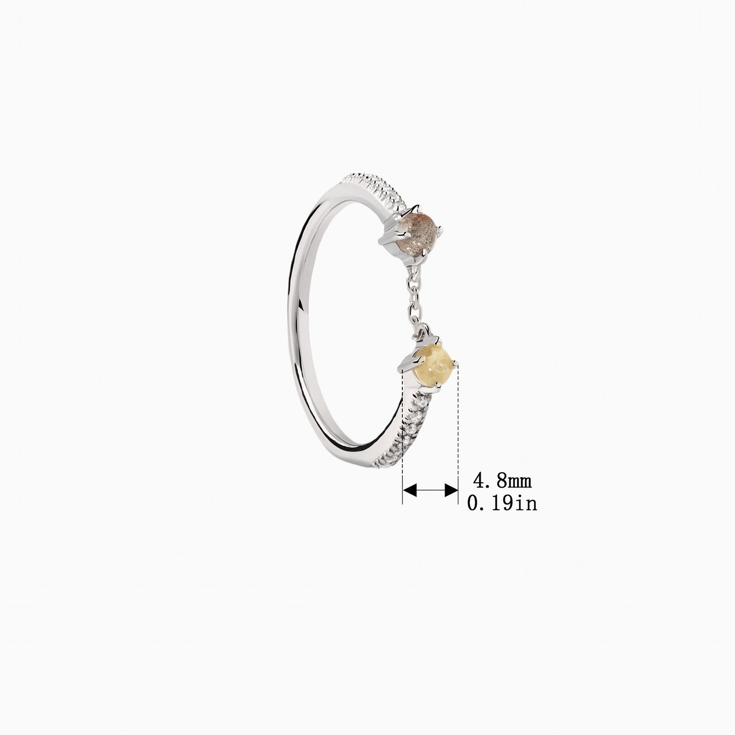 Toi Et Moi Pave Chain Ring - Silver