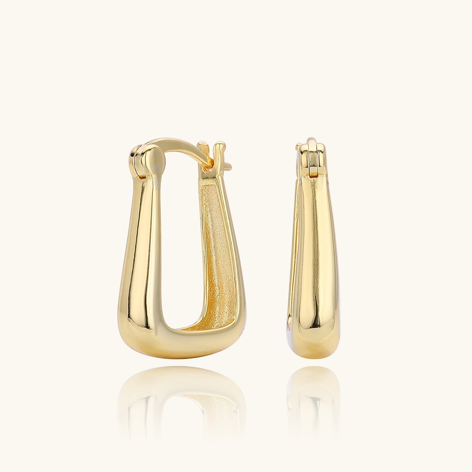Triangular Hoop Earrings - Gold