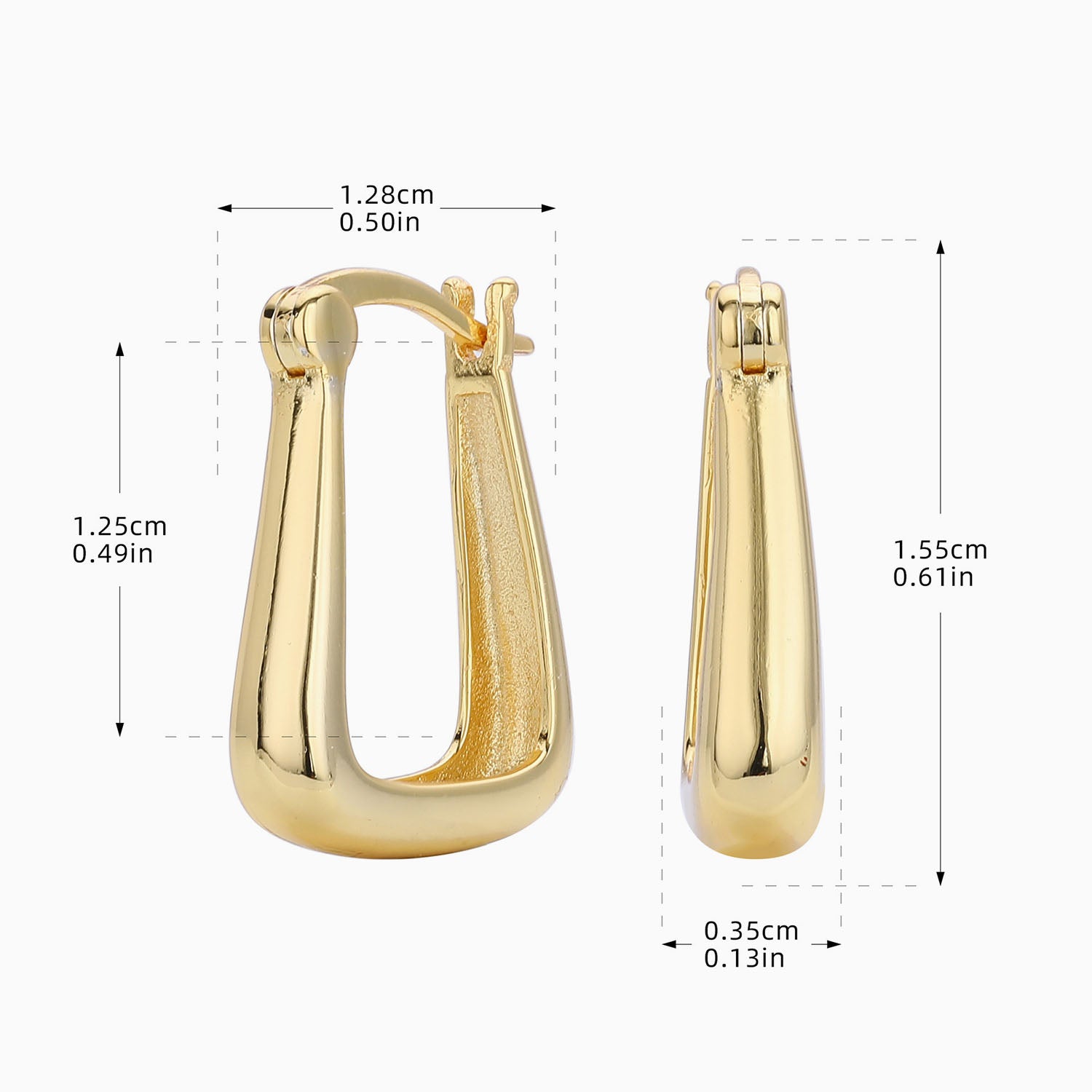 Triangular Hoop Earrings - Gold