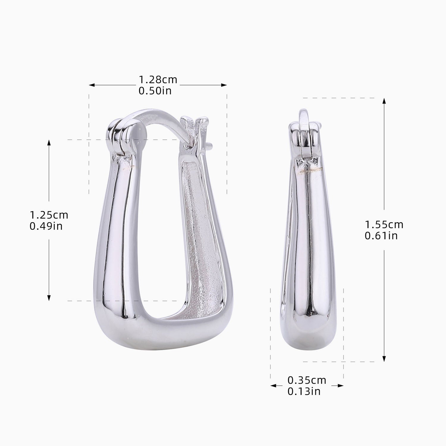 Triangular Hoop Earrings - Silver