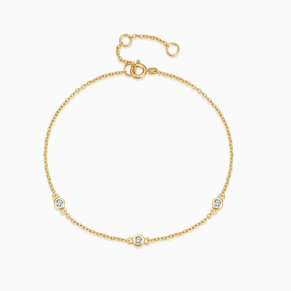 Trio Bezel Diamond Bracelet - Gold