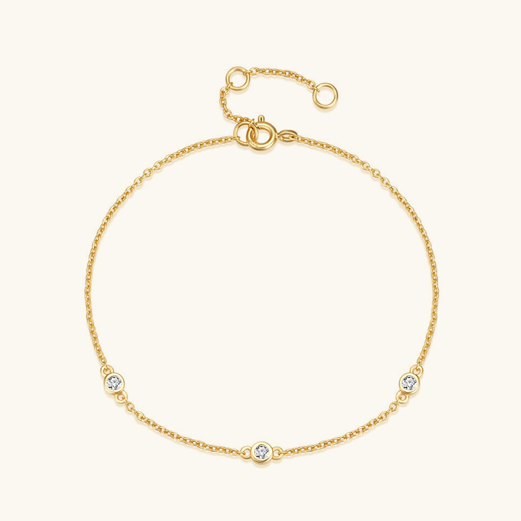 Trio Bezel Diamond Bracelet - Gold