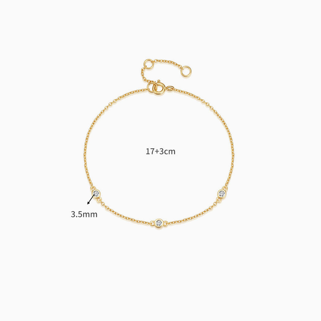 Trio Bezel Diamond Bracelet - Gold