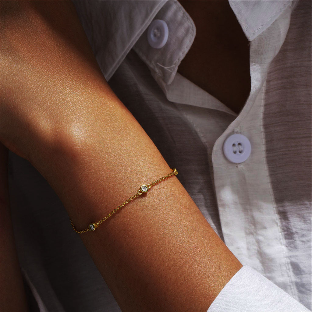 Trio Bezel Diamond Bracelet - Gold