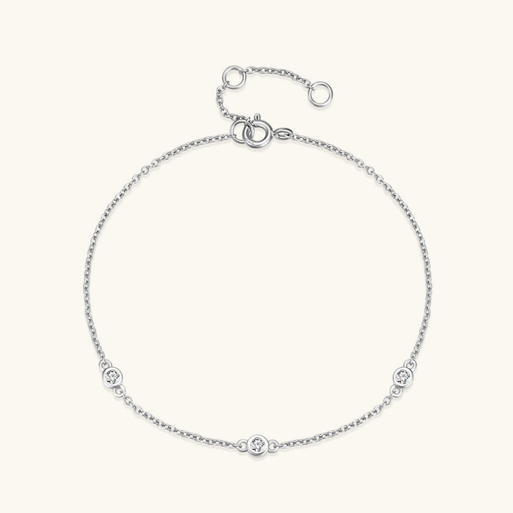 Trio Bezel Diamond Bracelet - Silver