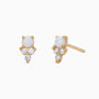 Trio Diamond and Opal Stud Earrings - Gold