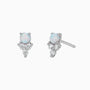 Trio Diamond and Opal Stud Earrings - Silver