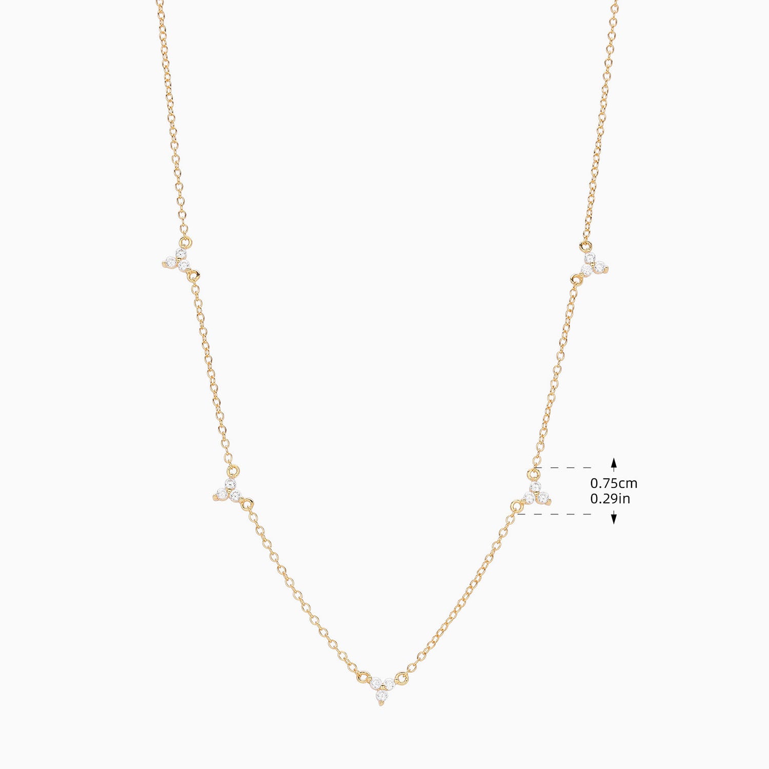Trio Diamond Flower Station Necklace - Gold