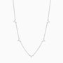 Trio Diamond Flower Station Necklace - Silver