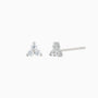 Trio Diamond Flower Stud Earrings - Silver