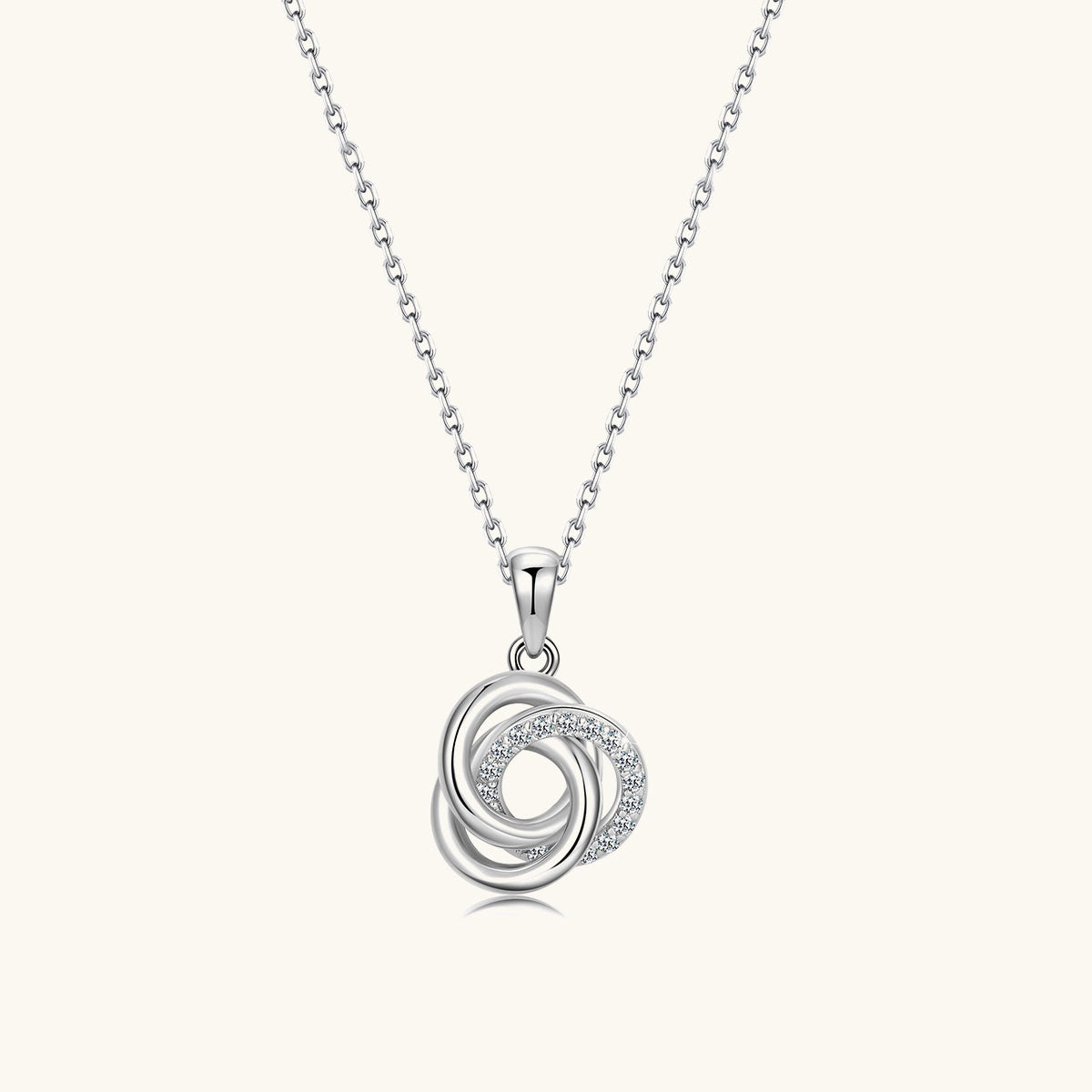 Trio Interlocking Circle Moissanite Necklace - Silver