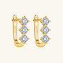 Trio Moissanite Huggie Hoop Earrings - Gold