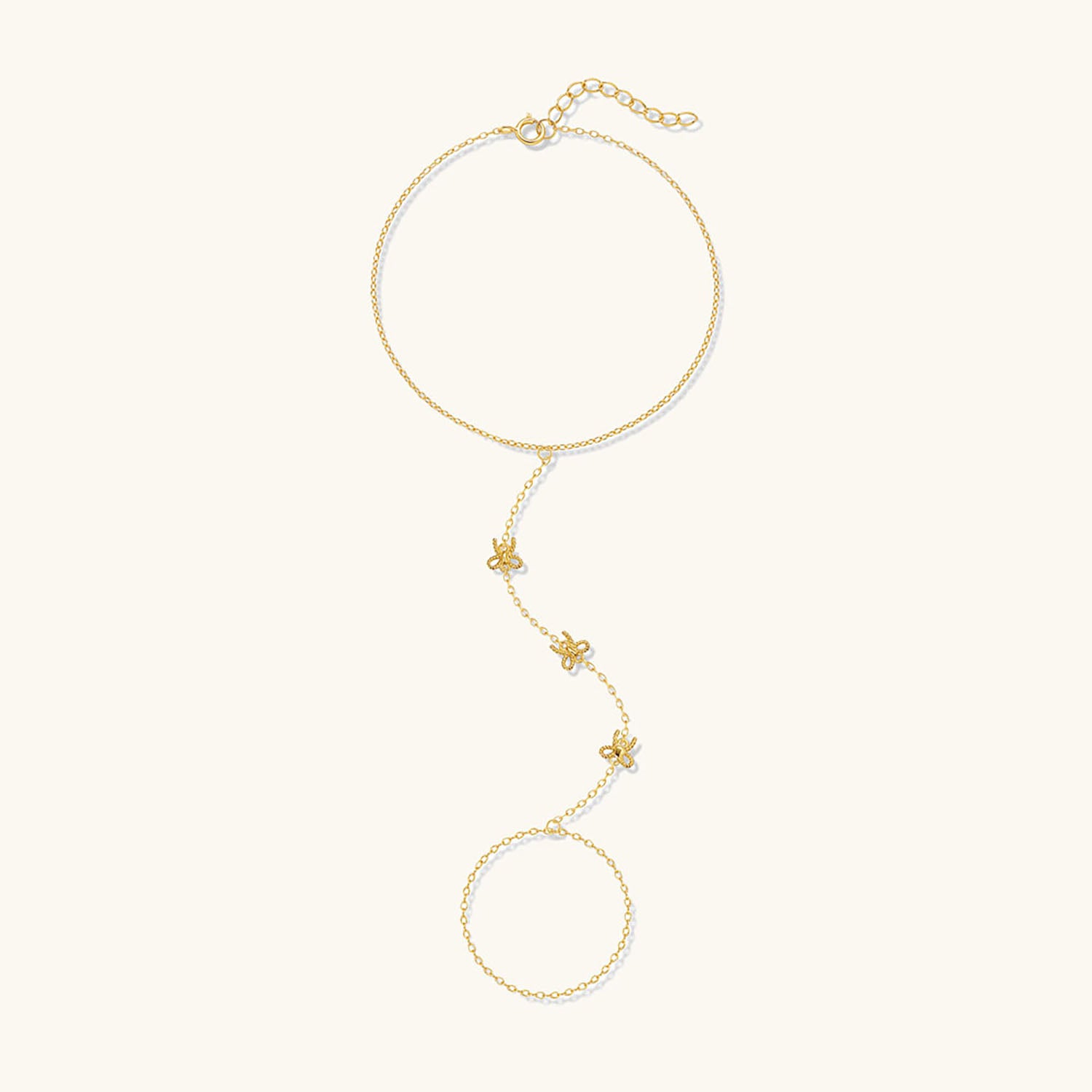 Triple Bowknot Hand Chain Bracelet - Gold