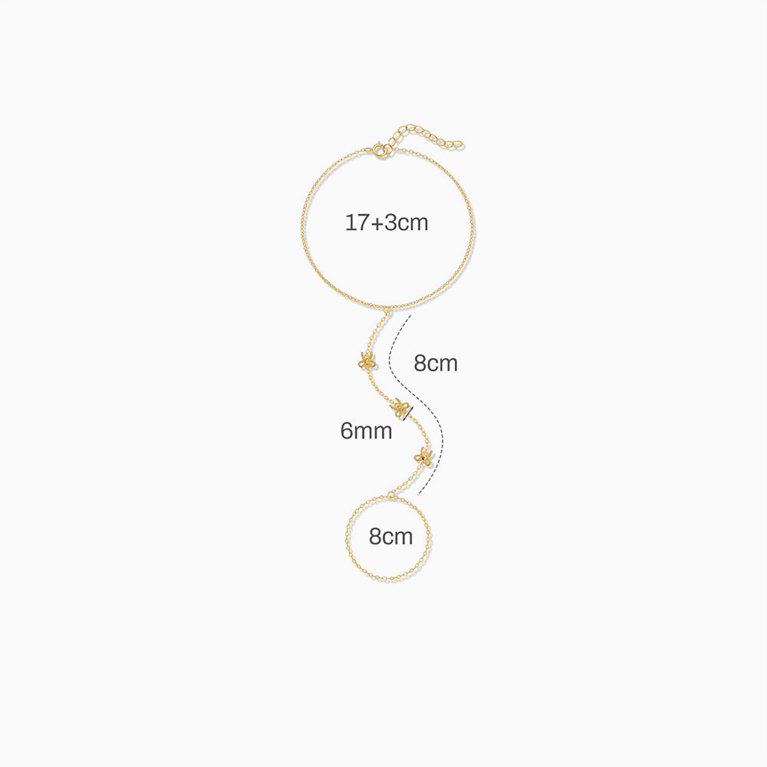 Triple Bowknot Hand Chain Bracelet - Gold