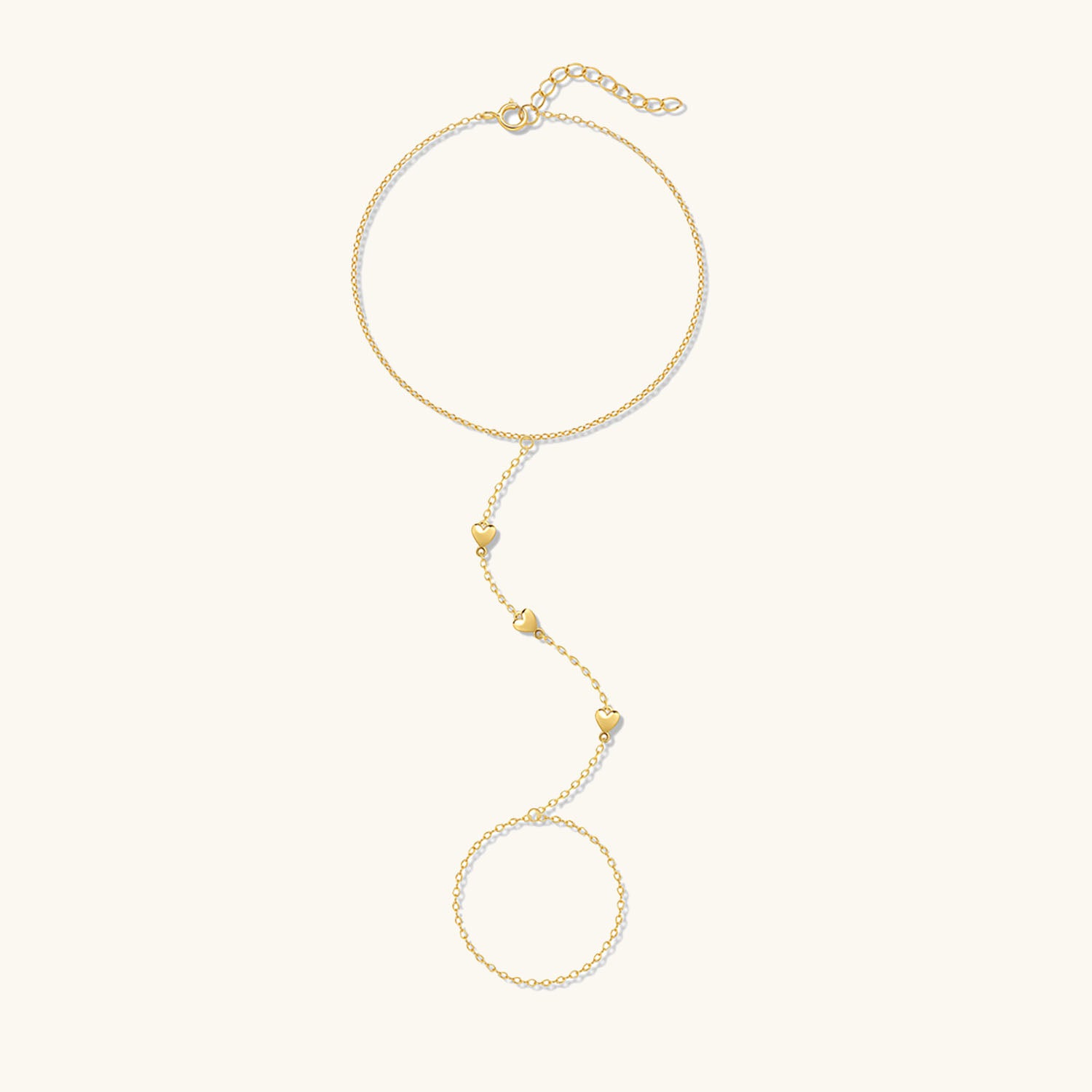 Triple Heart Hand Chain Bracelet - Gold