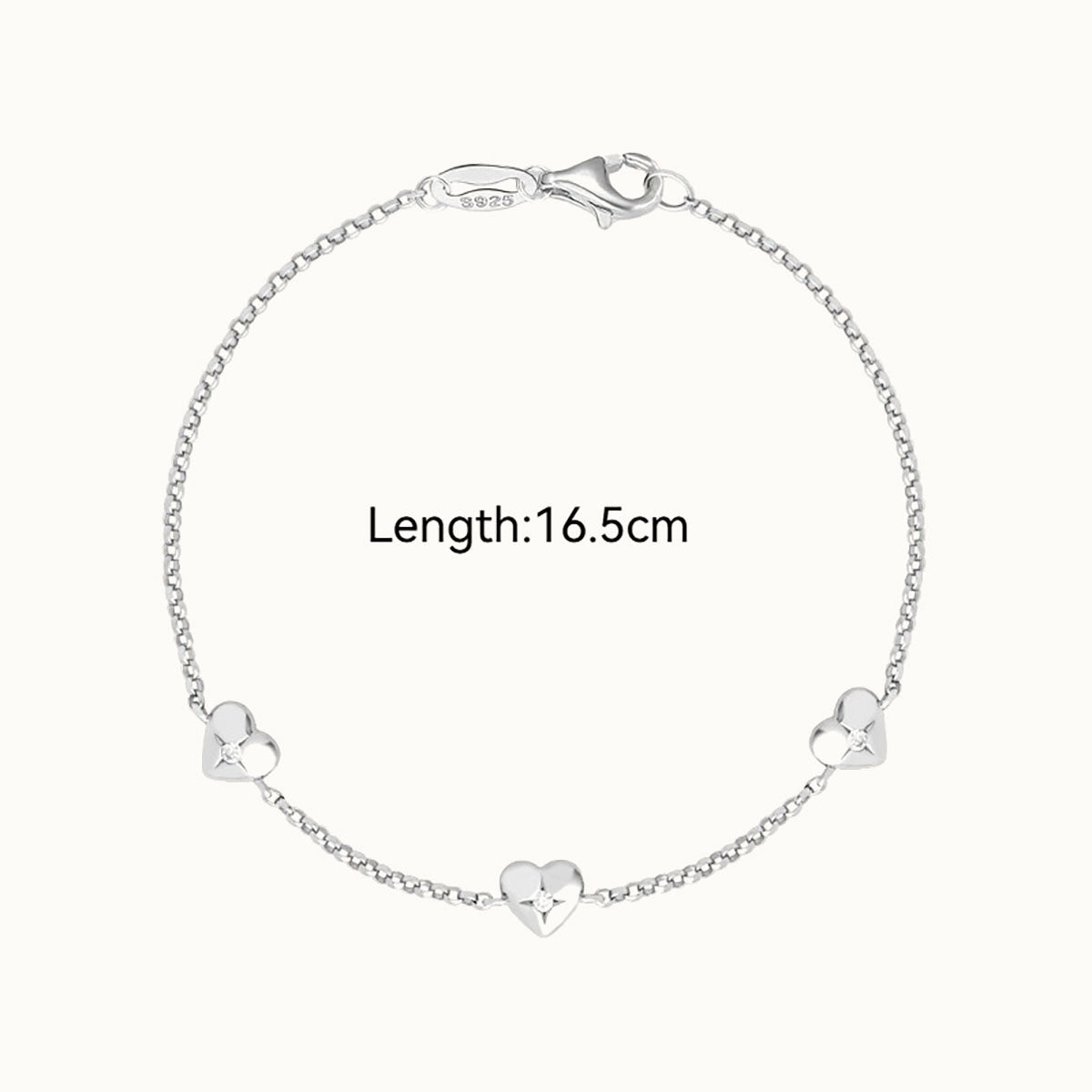 Triple Heart Simulated Diamond Bracelet ‑ Silver